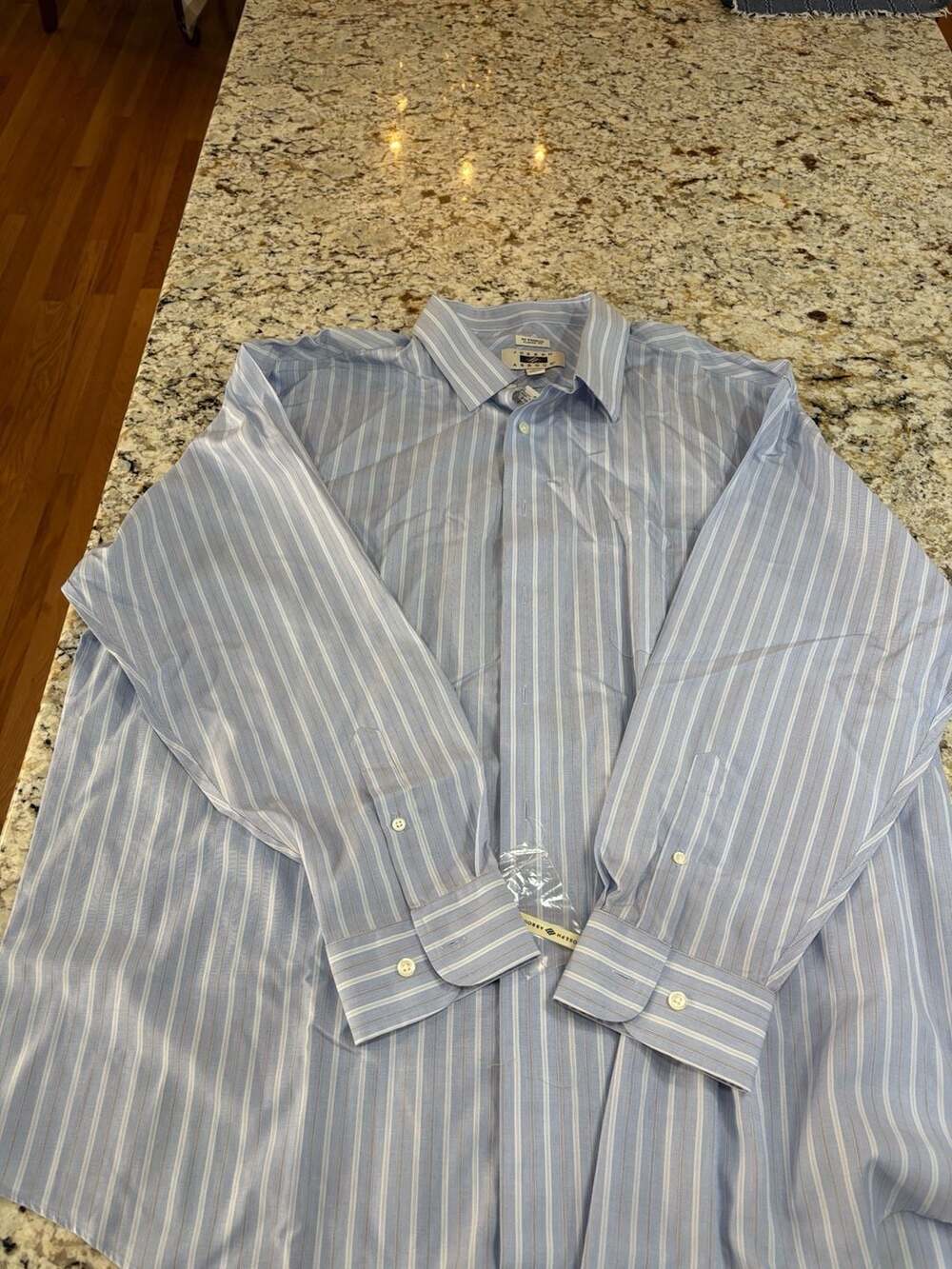 Joseph Abboud Dress Shirt Size 18.5 34/35 Blue Striped Classic Fit